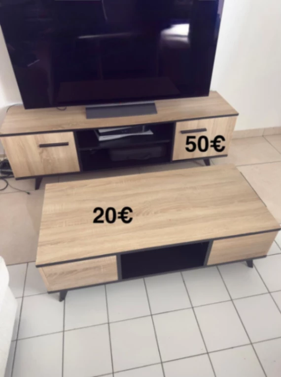 Meuble TV + table basse assortie