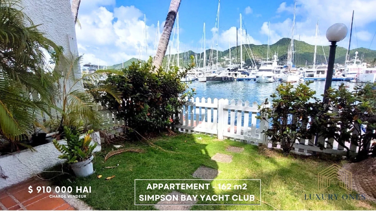 Appartement rez-de-jardin 2 chambres en bord de marina Simpson Bay Yacht Club